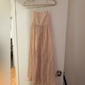 Madewell Cream Maxi Dress with Pink Floral Print